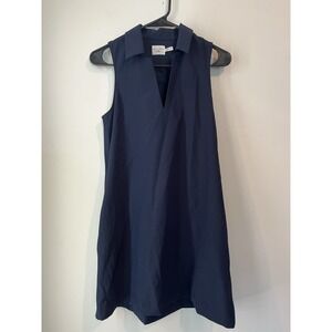 Faherty All Day Polo Dress Women XXS Navy Blue Preppy Pickle Ball Pockets V-Neck